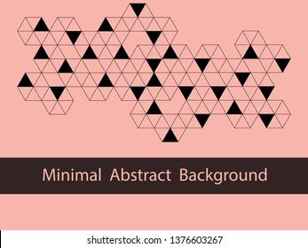 Beautiful black triangle polygon on pastel pink background with copy space in minimal modern trendy geometric concept. Sweet vector pattern graphic design for wallpaper,textile in vintage retro style.