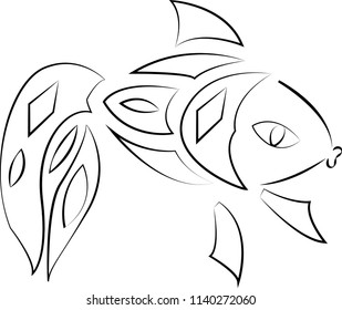 Beautiful black vector fish on a white background