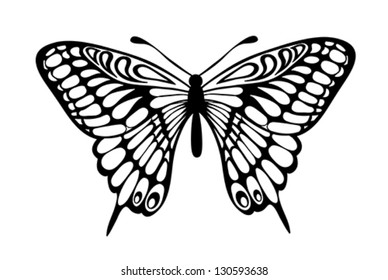 Beautiful black and white butterfly isolated on white. Many similarities to the author's profile