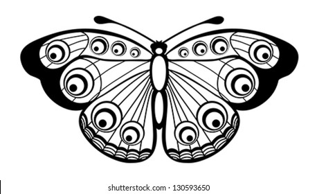 Beautiful black and white butterfly isolated on white. Many similarities to the author's profile