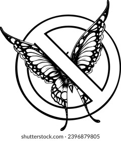 Beautiful black and white butterfly Outline vector