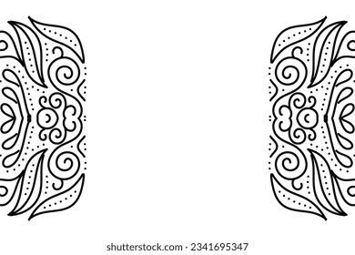 Beautiful black and white caleidoscope gradient flower leaf art pattern of indonesian culture traditional batik