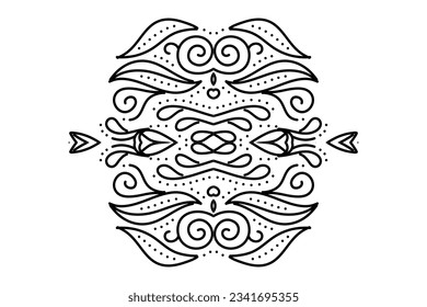 Beautiful black and white caleidoscope gradient flower leaf art pattern of indonesian culture traditional batik