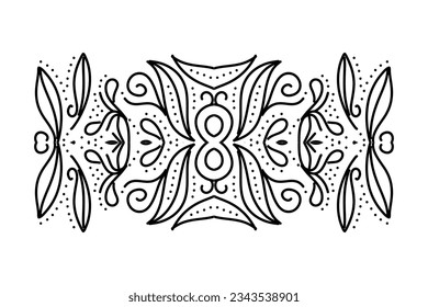 Beautiful black and white caleidoscope gradient flower leaf art pattern of indonesian culture traditional batik