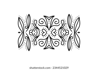 Beautiful black and white caleidoscope gradient flower leaf art pattern of indonesian culture traditional batik