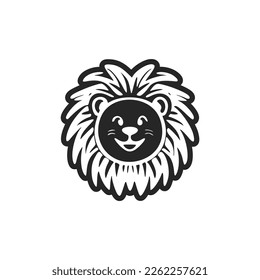 Beautiful black and white cute lion logo. Good for brands.