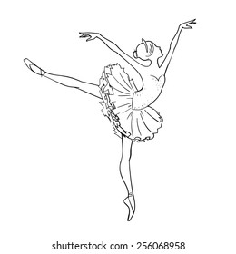 Beautiful Black White Drawing Ballerina On Stock Vector Free) 256068958