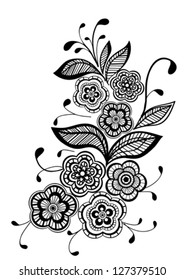 beautiful black and white floral pattern design element. Many similarities to the author's profile.