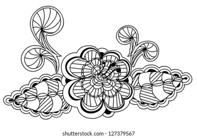 beautiful black and white floral pattern design element. Many similarities to the author's profile.
