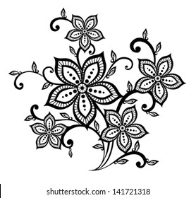 beautiful black and white floral pattern design element. Many similarities to the author's profile