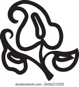 Beautiful black and white flower vector icon