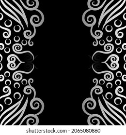 Beautiful black and white gradient batik ethnic colour flower  floral and leaf frame design Vector for wallpaper background ads or presentation template