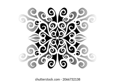 Beautiful black and white gradient batik ethnic colour flower  floral and leaf frame design Vector for wallpaper background ads or presentation template