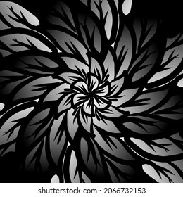Beautiful black and white gradient batik ethnic colour flower  floral and leaf frame design Vector for wallpaper background ads or presentation template