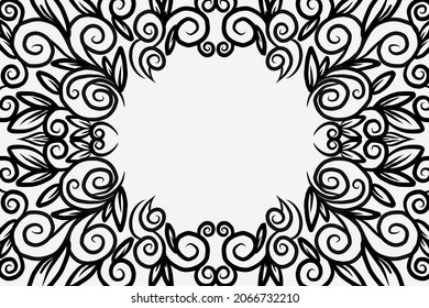 Beautiful black and white gradient batik ethnic colour flower  floral and leaf frame design Vector for wallpaper background ads or presentation template