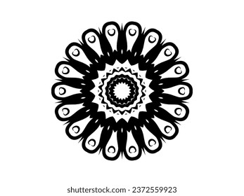 Beautiful black and white gradient flowers line art caleidoscope background 