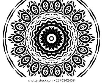 Beautiful black and white gradient flowers line art caleidoscope background 
