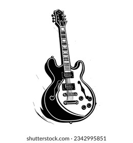 Beautiful Black And White Guitar Silhouette