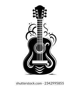 Beautiful Black And White Guitar Silhouette