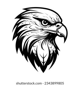 Beautiful Black And White Hawk Head Silhouette