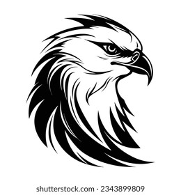Beautiful Black And White Hawk Head Silhouette