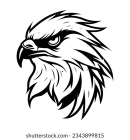 Beautiful Black And White Hawk Head Silhouette
