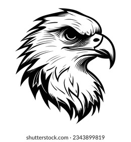Beautiful Black And White Hawk Head Silhouette