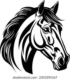 Beautiful Black And White Horse Head Silhouette