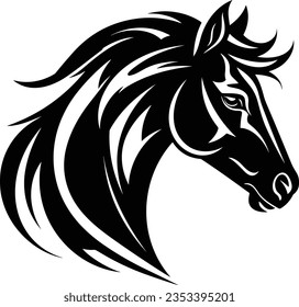 Beautiful Black And White Horse Head Silhouette