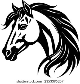 Beautiful Black And White Horse Head Silhouette