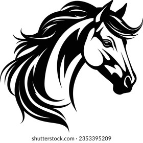 Beautiful Black And White Horse Head Silhouette