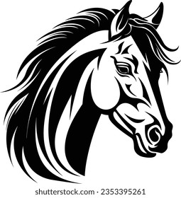 Beautiful Black And White Horse Head Silhouette