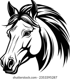 Beautiful Black And White Horse Head Silhouette