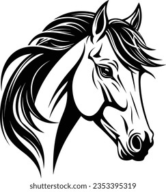 Hermosa Silueta De Cabeza De Caballo Blanco Y Negro