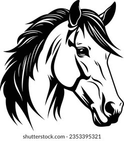 Beautiful Black And White Horse Head Silhouette