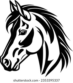 Beautiful Black And White Horse Head Silhouette