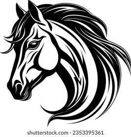 Beautiful Black And White Horse Head Silhouette