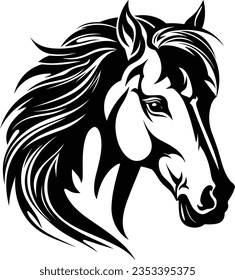 Beautiful Black And White Horse Head Silhouette