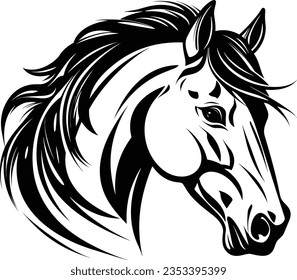 Beautiful Black And White Horse Head Silhouette