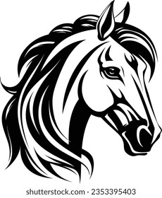 Beautiful Black And White Horse Head Silhouette