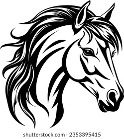 Beautiful Black And White Horse Head Silhouette