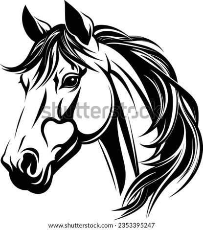 Beautiful Black And White Horse Head Silhouette Stock foto © 