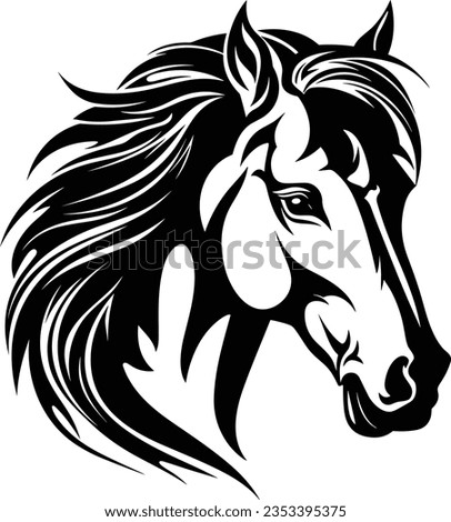 Beautiful Black And White Horse Head Silhouette Stock foto © 
