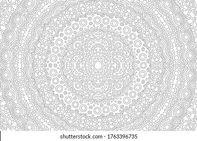 Beautiful black and white illustration for adult coloring book page with abstract rectangle linear pattern