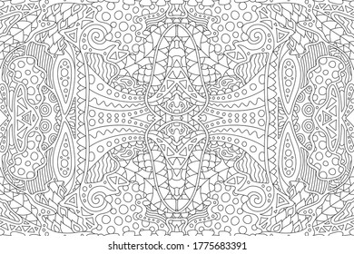 Beautiful black and white illustration for adult coloring book with abstract rectangle linear pattern