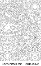 Beautiful black and white ilustration for adult coloring book page with abstract eastern rectangle linear pattern