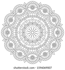 Beautiful black and white lace mandala. Coloring page. Vector design.