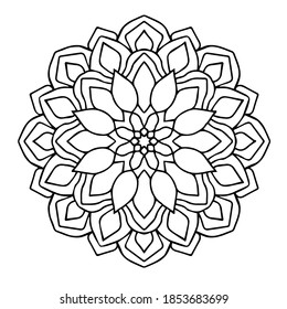 Beautiful black white mandala tattoo pattern for coloring book vector