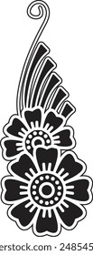 Beautiful black and white monochrome flowers and leaves are isolated floral design for greeting card	