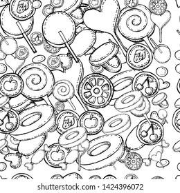 Beautiful black and white seamless pattern lollipops